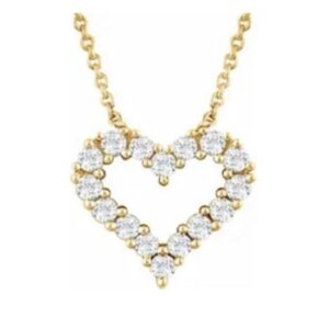 a jeweled, heart shaped necklace