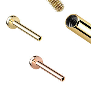 14k Solid Gold threaded Labret Post 16G and 14G (Internally threaded) body jewelry flat back post